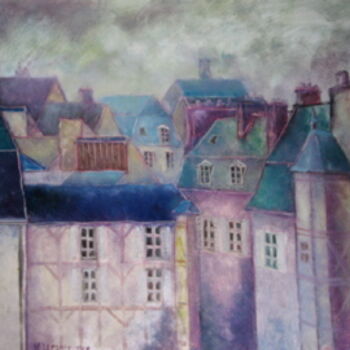 Картина под названием "Les toits d'en face" - Michel Lacroix, Подлинное произведение искусства, Масло Установлен на Деревянн…
