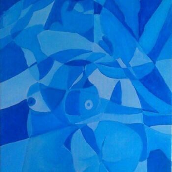 Painting titled "fée bleue" by Michel Leonard (Drano), Original Artwork