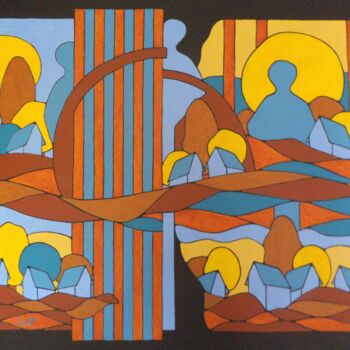 Картина под названием "La palissade" - Michel Marant, Подлинное произведение искусства, Акрил Установлен на Деревянная рама…