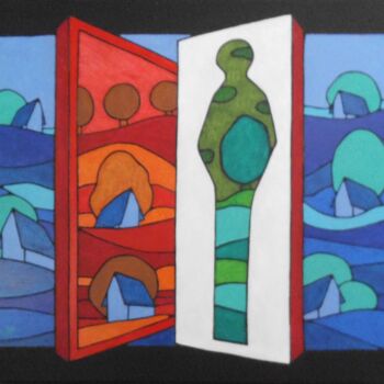Painting titled "SILHOUETTE VERTE" by Michel Marant, Original Artwork, Acrylic Mounted on Wood Stretcher frame