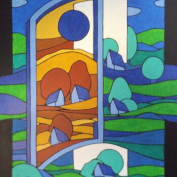 제목이 "Miroir d'automne"인 미술작품 Michel Marant로, 원작, 아크릴 나무 들것 프레임에 장착됨