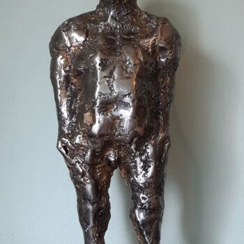 Sculpture titled "homme fort" by Michel Marzin, Original Artwork, Metals