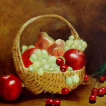 Painting titled "Panier de fruits" by Michel Maszczyk, Original Artwork