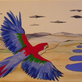 Malerei mit dem Titel "Plumes" von Michel Mercier (Mike), Original-Kunstwerk, Gouache