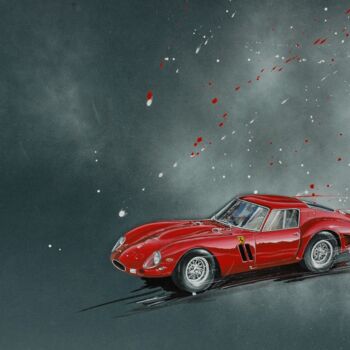 Schilderij getiteld "FERRARI 250 GTO. #a…" door Michel Michaux, Origineel Kunstwerk, Gouache