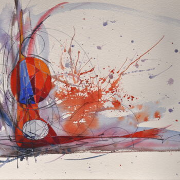 Картина под названием "1296-abstraction-6.…" - Michel Michaux, Подлинное произведение искусства, Масло