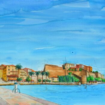 Картина под названием "CALVI. Le port" - Michel Michaux, Подлинное произведение искусства, Масло