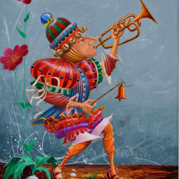 Peinture intitulée "le-trompettiste.jpg" par Michel Michaux, Œuvre d'art originale