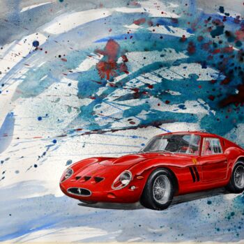 Peinture intitulée "FERRARI 250 GTO" par Michel Michaux, Œuvre d'art originale, Gouache