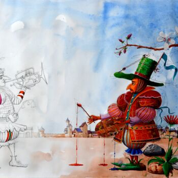 Schilderij getiteld "INTRUSION" door Michel Michaux, Origineel Kunstwerk, Gouache