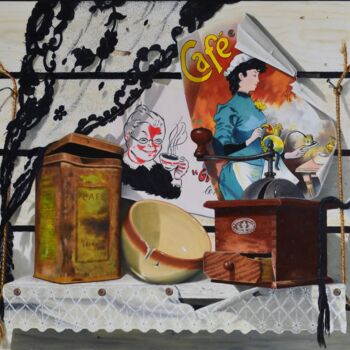 Peinture intitulée "Chez grand-mère" par Michel Millet, Œuvre d'art originale, Huile Monté sur Châssis en bois