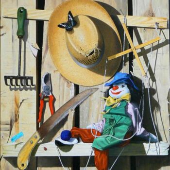 Pintura titulada "Le méssager" por Michel Millet, Obra de arte original, Oleo Montado en Bastidor de camilla de madera