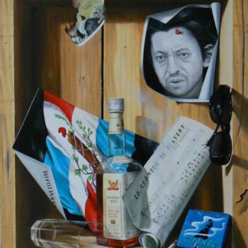 Painting titled "Hommage à Serge Gai…" by Michel Millet, Original Artwork, Oil Mounted on Wood Stretcher frame