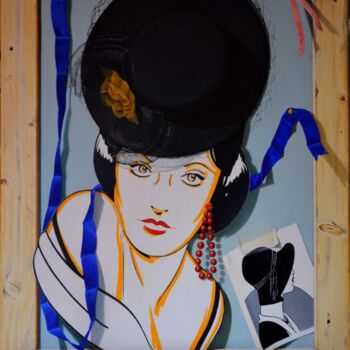 Painting titled "Les années folles" by Michel Millet, Original Artwork, Oil Mounted on Wood Stretcher frame