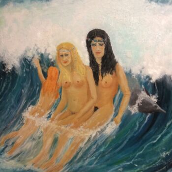 Pittura intitolato "Les Oceanides. myth…" da Michel Moutte, Opera d'arte originale, Olio
