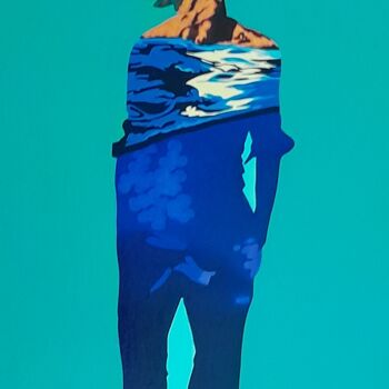 Peinture intitulée "homme mer" par Michel Pezeril, Œuvre d'art originale, Huile Monté sur Châssis en bois