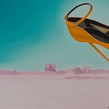 Peinture intitulée "soulier vole" par Michel Pezeril, Œuvre d'art originale, Huile Monté sur Châssis en bois
