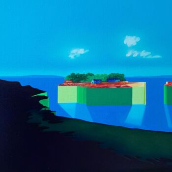 Painting titled "Ile Tristan Douarne…" by Michel Pezeril, Original Artwork, Oil Mounted on Wood Stretcher frame