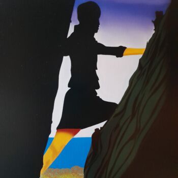 Peinture intitulée "femme qui court" par Michel Pezeril, Œuvre d'art originale, Huile Monté sur Châssis en bois