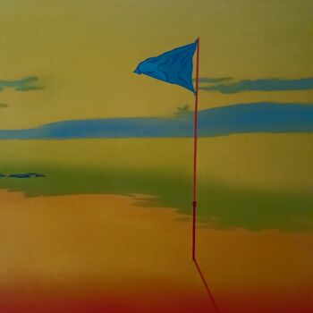 Картина под названием "le drapeau bleu" - Michel Pezeril, Подлинное произведение искусства, Масло Установлен на Деревянная р…