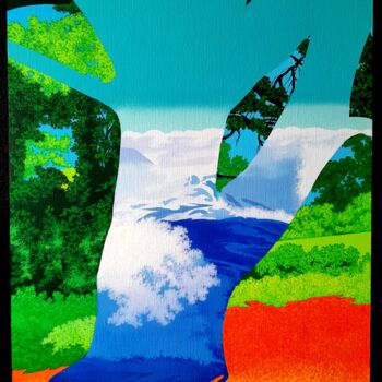Картина под названием "tempête dans un pin…" - Michel Pezeril, Подлинное произведение искусства, Масло Установлен на Деревян…
