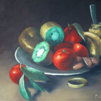 Malerei mit dem Titel "kiwis-clementines-b…" von Michel Pigrée, Original-Kunstwerk, Andere