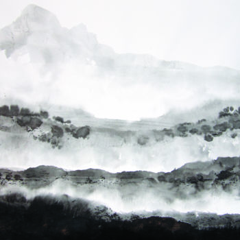 Malarstwo zatytułowany „montagne” autorstwa Michel Pinosa, Oryginalna praca, Atrament