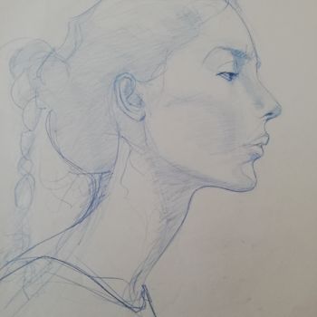 Painting titled "bleu" by Michel Pitxu, Original Artwork, Pencil