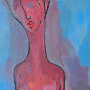 Painting titled "jeune femme 2" by Michel Rajchenbach, Original Artwork, Acrylic