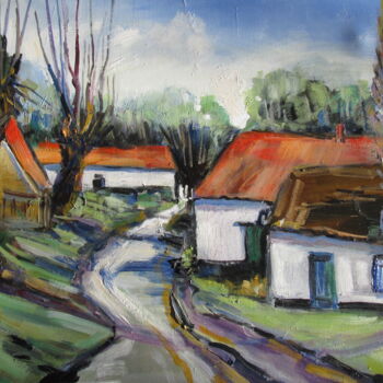 Pintura intitulada "hameau du Boulonnais" por Michel Rouillard, Obras de arte originais
