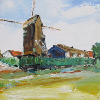 Peinture intitulée "moulin des Flandres" par Michel Rouillard, Œuvre d'art originale