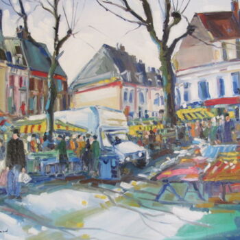 Peinture intitulée "Marché de Wazemmes…" par Michel Rouillard, Œuvre d'art originale