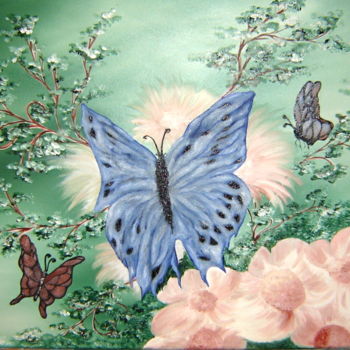 Painting titled "Papillon de ma vie" by Michel Roy, Original Artwork