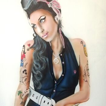 Painting titled "Amy" by Michel Ruelle (Aéro), Original Artwork, Acrylic Mounted on Wood Stretcher frame