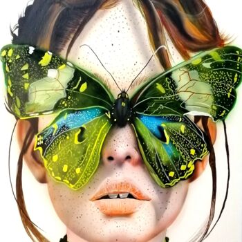 Malerei mit dem Titel "Papillon" von Michel Ruelle (Aéro), Original-Kunstwerk, Acryl Auf Keilrahmen aus Holz montiert