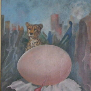 Peinture intitulée "Le guetteur" par Michel Schreyer, Œuvre d'art originale, Huile Monté sur Châssis en bois
