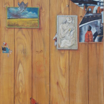 Peinture intitulée "Palissade" par Michel Schreyer, Œuvre d'art originale, Huile Monté sur Châssis en bois
