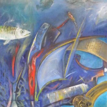 Peinture intitulée "Le Blues" par Michel Schreyer, Œuvre d'art originale, Huile Monté sur Châssis en bois