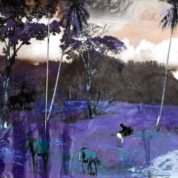 Arte digitale intitolato "Marquesan landscape…" da Michel Tabanou, Opera d'arte originale, Pittura digitale