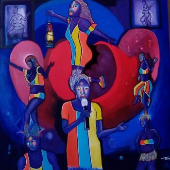 Pintura intitulada "Crie de la danse" por Michel Taiwo, Obras de arte originais, Acrílico