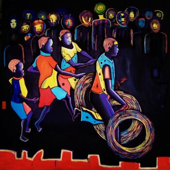 Pintura titulada "Jeux d'enfance" por Michel Taiwo, Obra de arte original, Acrílico