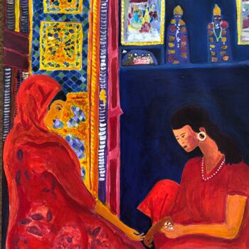 「Hyderabad, bangles…」というタイトルの絵画 Michel Testardによって, オリジナルのアートワーク, アクリル ウッドパネルにマウント