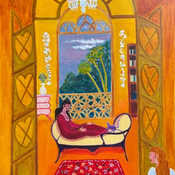 Malerei mit dem Titel "Goa, room with a vi…" von Michel Testard, Original-Kunstwerk, Acryl Auf Keilrahmen aus Holz montiert