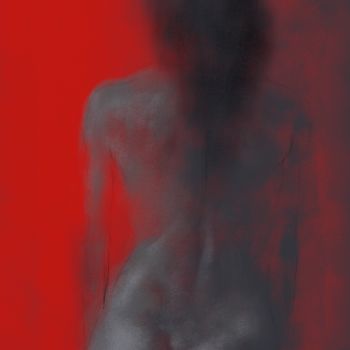 Digital Arts με τίτλο "nude in red 0015-02" από Michel Thiery (By Daesyl arts), Αυθεντικά έργα τέχνης, Ψηφιακή ζωγραφική