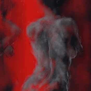 Digital Arts titled "nude in red 0016-02…" by Michel Thiery (By Daesyl arts), Original Artwork, Digital Painting
