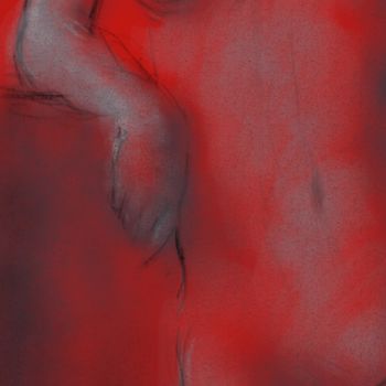 Arte digitale intitolato "nude in red 0017-03…" da Michel Thiery (By Daesyl arts), Opera d'arte originale, Pittura digitale