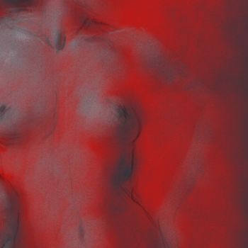 Digital Arts titled "nude in red 0017-03…" by Michel Thiery (By Daesyl arts), Original Artwork, Digital Painting