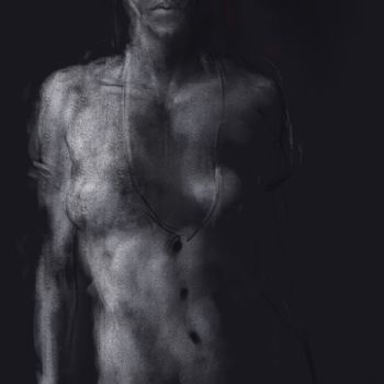 Arts numériques intitulée "nude in black 0021-…" par Michel Thiery (By Daesyl arts), Œuvre d'art originale, Peinture numériq…