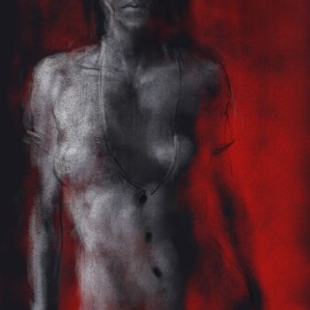 Digitale Kunst getiteld "nude in red 0021-lo…" door Michel Thiery (By Daesyl arts), Origineel Kunstwerk, Digitaal Schilderwe…