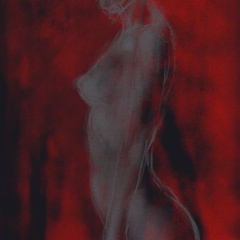 Digitale Kunst mit dem Titel "nude in red 0022-lo…" von Michel Thiery (By Daesyl arts), Original-Kunstwerk, Digitale Malerei